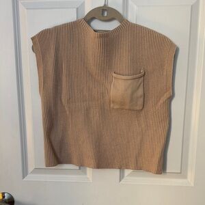 Amazon Tan Sleeveless Knit Cropped Sweatshirt